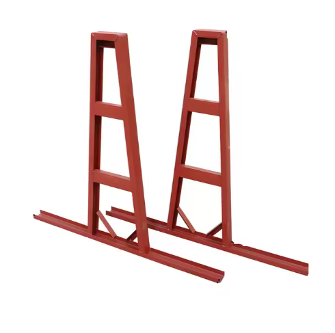 Anti-corrosion steel A-frame storage rack in warehouse garage with strapping machine