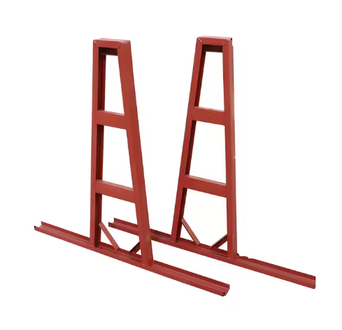 Corrosion-resistant steel A-frame storage rack with strapping attachment